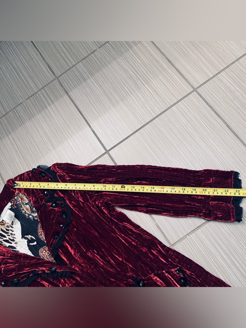 Y2K Alberto Malaki Burgundy Red Crushed Velvet Embellished Blazer boho XS - Picture 7 of 8